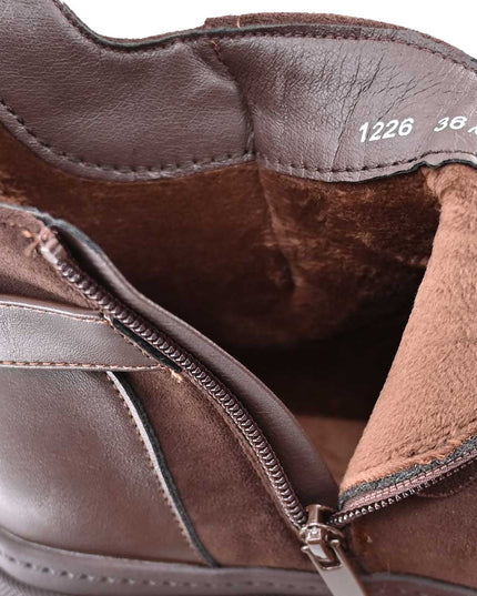 Ghete de dama,Din piele ecologica cu interior imblanit,GD1125,Maro
