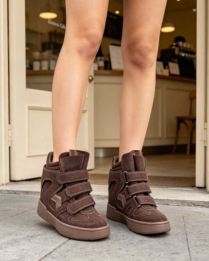 Pantofi Sport De Dama,Cu platforma,Din Piele ecologica intoarsa,D1512,Maro