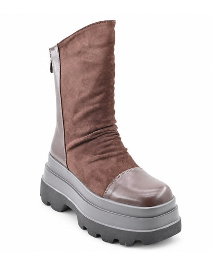 Ghete de dama,Din piele ecologica lacuita cu interior imblanit,GD1130,Maro