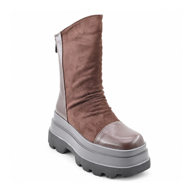 Ghete de dama,Din piele ecologica lacuita cu interior imblanit,GD1130,Maro
