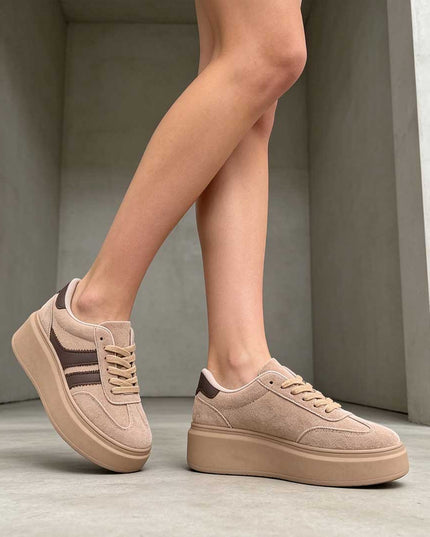 Pantofi Sport De Dama,Din Piele ecologica intoarsa,D1510,Kaki