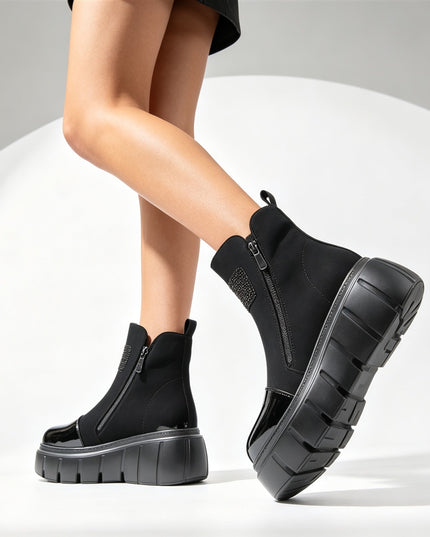 Ghete de dama,Din piele ecologica cu interior imblanit,GD1132,Negru