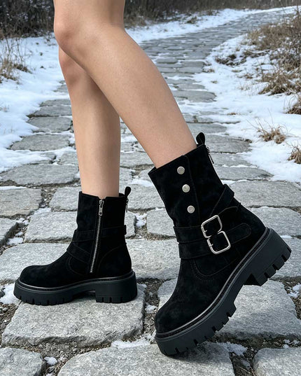 Ghete de dama,Din piele ecologica cu interior imblanit,GD1127,Negru