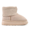 Cizme de dama,tip Ugg,Din piele ecologica intoarsa,imblanite,CD1055,Bej