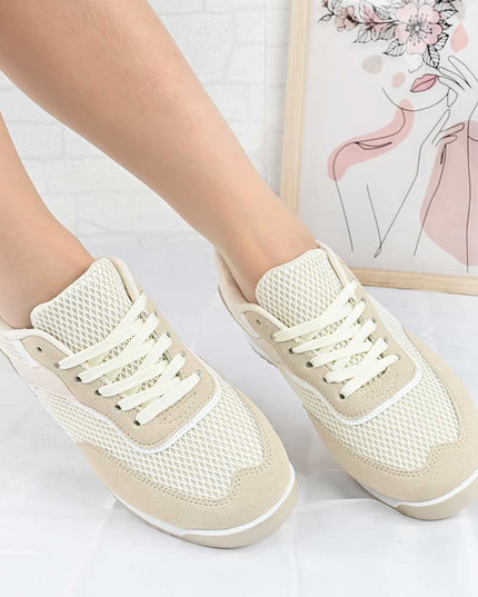 Pantofi Sport De Dama din material textil, D1495 - Bej