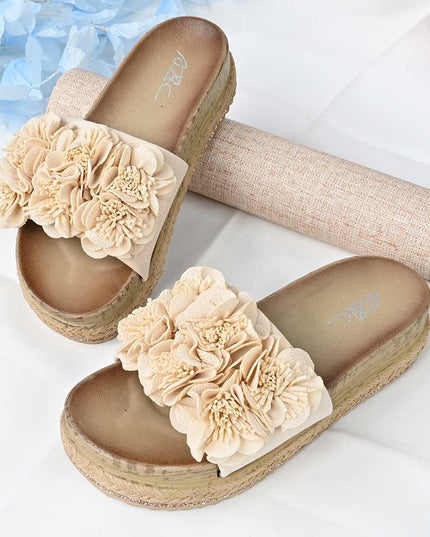 Papuci Casual De Dama din piele intoarsa ecologica, PD1088 - Bej