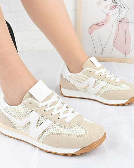 Pantofi Sport De Dama din material textil, D1497 - Bej