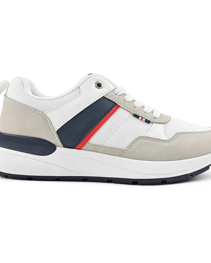 Pantofi sport de barbati cu inseretii din plasa, B4055 - Alb