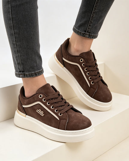 Pantofi Sport De Dama,Din Piele ecologica intoarsa,D1516,Maro