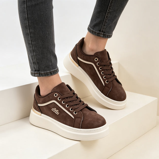 Pantofi Sport De Dama,Din Piele ecologica intoarsa,D1516,Maro