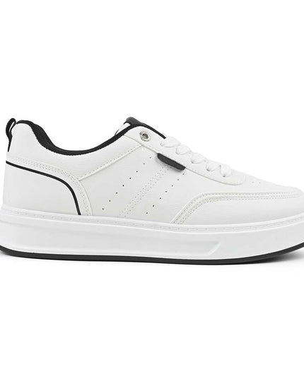 Pantofi sport de barbati din piele ecologica, B4068 - Alb cu Negru