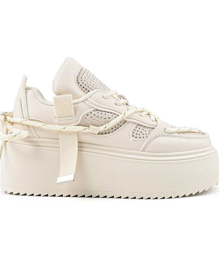 Pantofi Sport De Dama din Piele ecologica cu Strasui, D1500 - Bej