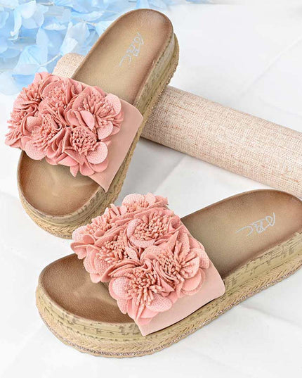 Papuci Casual De Dama din piele intoarsa ecologica, PD1088 - Roz