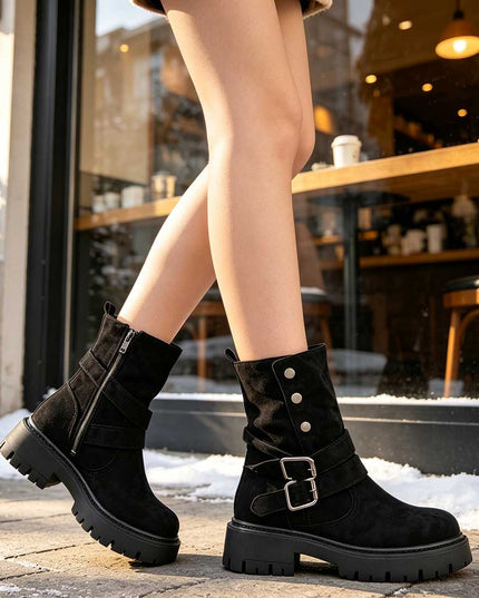 Ghete de dama,Din piele ecologica cu interior imblanit,GD1127,Negru