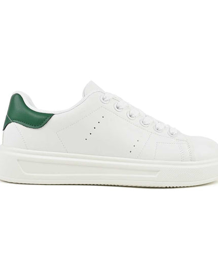 Pantofi sport de barbati din piele ecologica, B4072 - Alb cu Verde