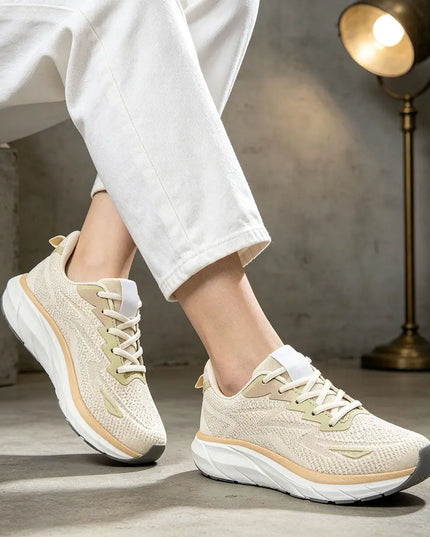 Pantofi sport de dama 0145 usori, din material textil - Bej