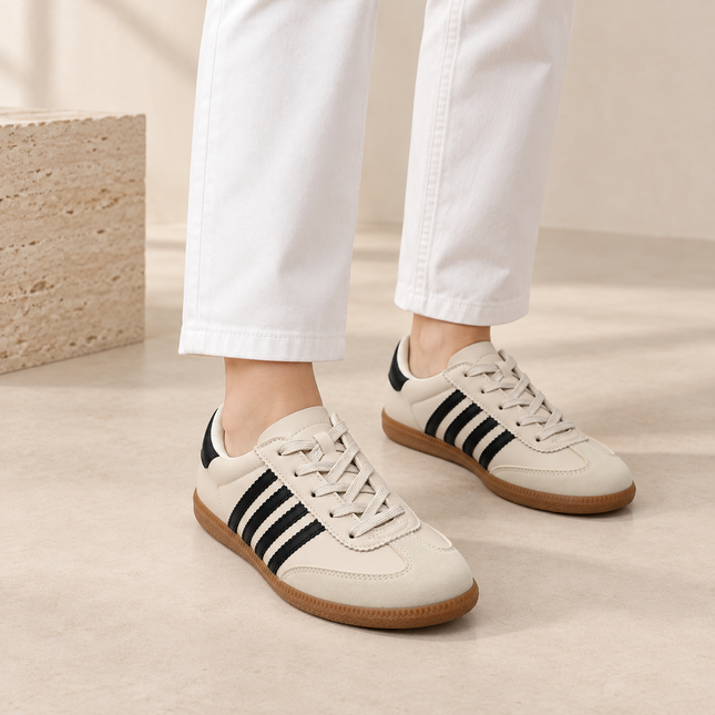 Pantofi sport de dama,D1303,Din piele ecologica,Bej