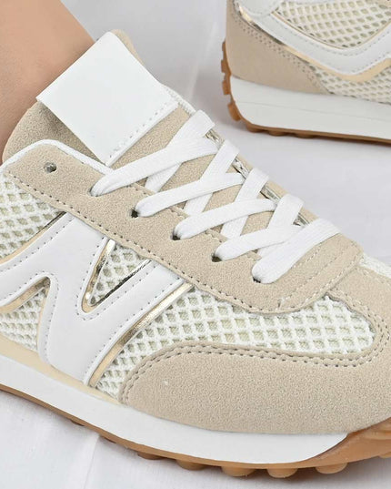 Pantofi Sport De Dama din material textil, D1497 - Bej