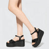 Sandale de dama,Din Piele Ecologica,Cu platforma,SA104,Negru