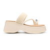 Papuci casual de dama,Cu Platforma si accesorii,Piele ecologica, 9805,Bej