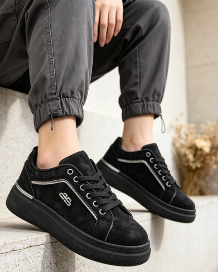 Pantofi Sport De Dama,Din Piele ecologica intoarsa,D1516,Negru