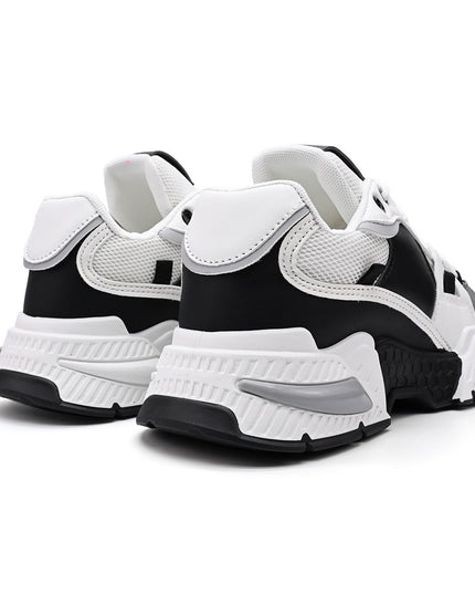 Pantofi Sport De Dama cu insertii de plasa, D1388 - Alb cu Negru