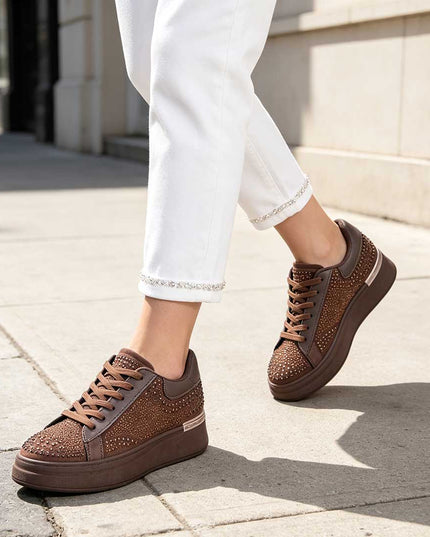 Pantofi Sport De Dama,Din Piele ecologica intoarsa,D1514.Maro