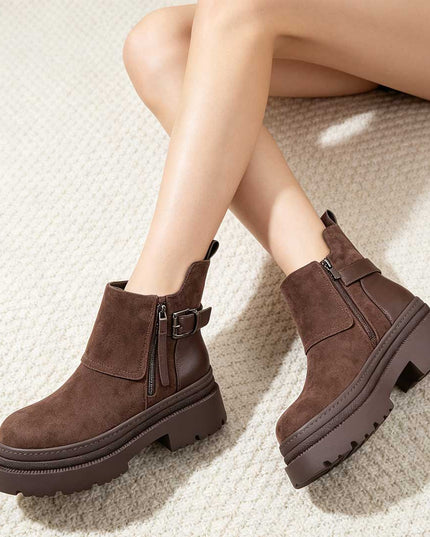 Ghete de dama,Din piele ecologica cu interior imblanit,GD1125,Maro