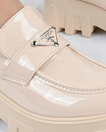 Pantofi casual de dama cu platforma, din piele ecologica, P1302 - Bej