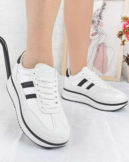 Pantofi Sport De Dama din material textil, D1494 - Alb