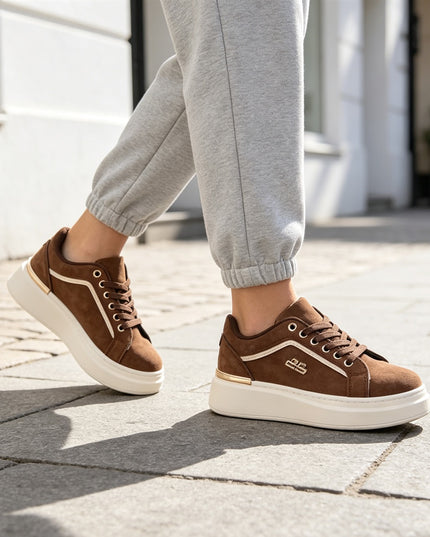 Pantofi Sport De Dama,Din Piele ecologica intoarsa,D1516,Maro