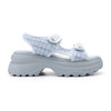 Sandale de dama,Cu platforma,Din Material Textil,SA69,Albastru