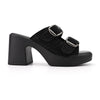 Papuci Casual De Dama,Cu Toc Gros,SP114,Negru Cu Strasuri