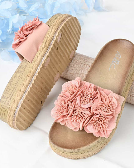 Papuci Casual De Dama din piele intoarsa ecologica, PD1088 - Roz