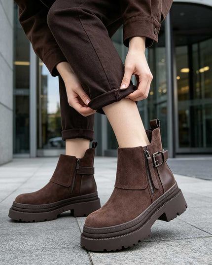 Ghete de dama,Din piele ecologica cu interior imblanit,GD1125,Maro