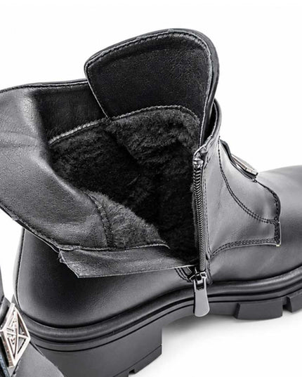 Ghete de dama,Din piele ecologica cu interior imblanit,GD1129,Negru