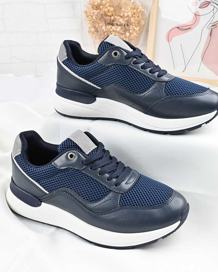 Pantofi sport de barbati cu inseretii din plasa, B4054 - Albastru Inchis
