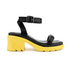 Sandale de dama,Cu Toc Groasa,Din Piele Ecologica,SA24,Galben