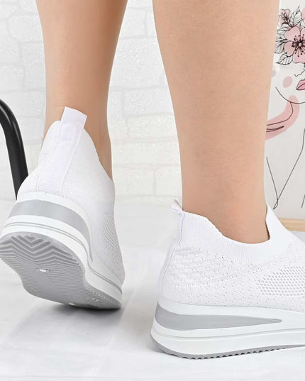 Pantofi Sport De Dama din material textil, D1492 - Alb