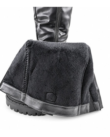 Cizme de dama, Din piele ecologică, cu talpă groasă,CD1082,Negre