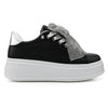 Pantofi sport de dama,D1306,Din piele ecologica,Negru cu Argintiu