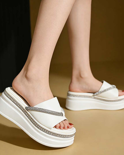 Papuci Casual De Dama din piele ecologica, PD1101 - Alb