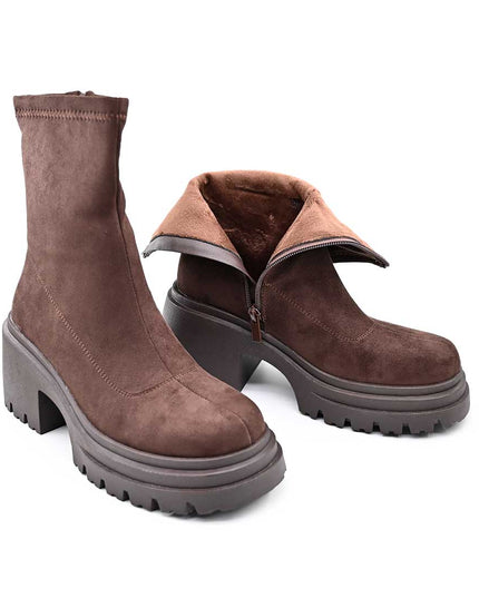 Ghete de dama,Din piele ecologica cu interior imblanit,GD1126,Maro
