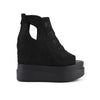 Sandale de dama,Cu platforma,Din Piele Ecologica Intoarsa,SA19,Negru