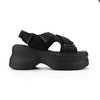 Sandale de dama,Cu platforma,Din Piele Din Material Textil,SA78,Negru