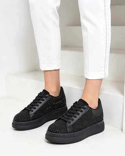 Pantofi Sport De Dama,Din Piele ecologica intoarsa,D1514.Negru