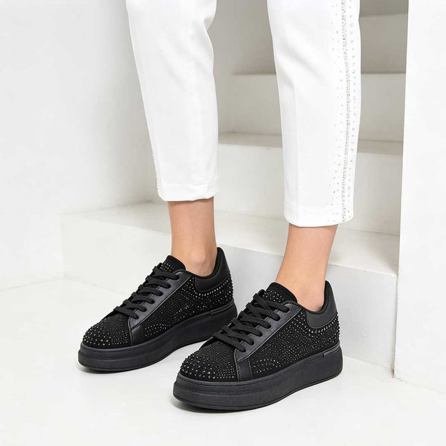 Pantofi Sport De Dama,Din Piele ecologica intoarsa,D1514.Negru