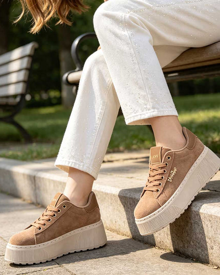 Pantofi Sport De Dama,Din Piele Ecologica,Cu Platforma,D1449,Maro