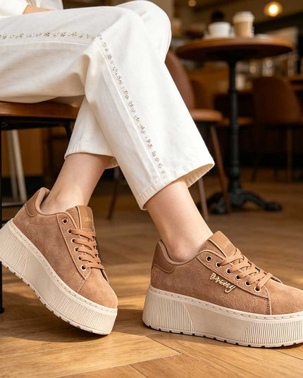 Pantofi Sport De Dama,Din Piele Ecologica,Cu Platforma,D1449,Maro