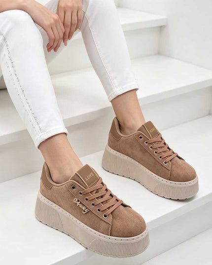 Pantofi Sport De Dama,Din Piele Ecologica,Cu Platforma,D1449,Maro